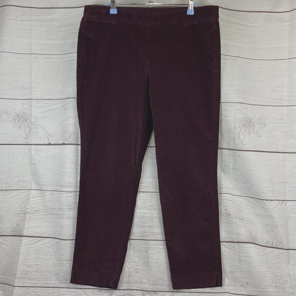 J. Jill Pants - J Jill Purple Red Pull-On corduroy Pants Elastic Waist Size 14
